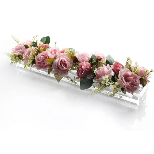 LuxeBloom - LED Rectangular Acrylic Floral Vase