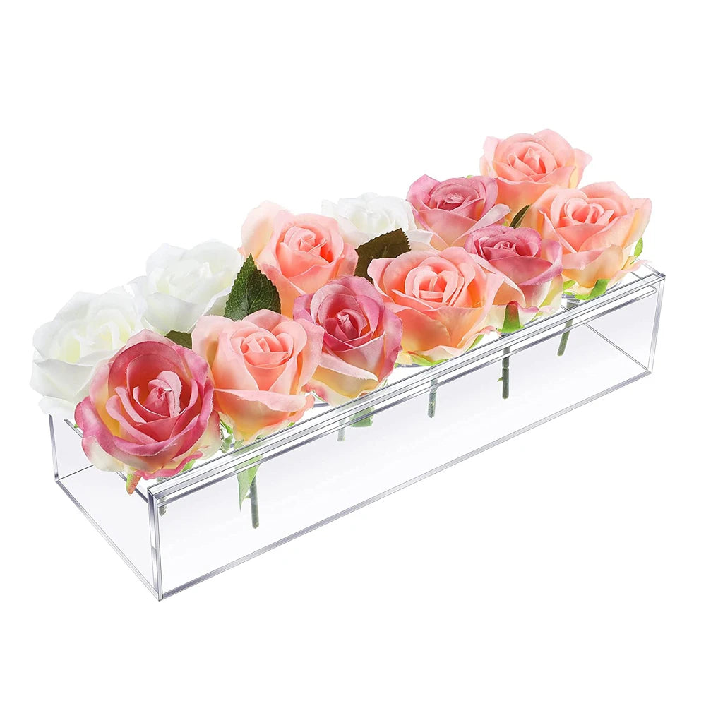 LuxeBloom - LED Rectangular Acrylic Floral Vase